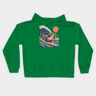 crocodile surfer Kids Hoodie